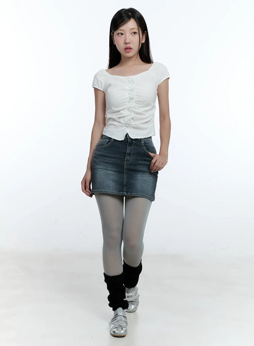 Denim Mini Skirt with Hip Pads CU527