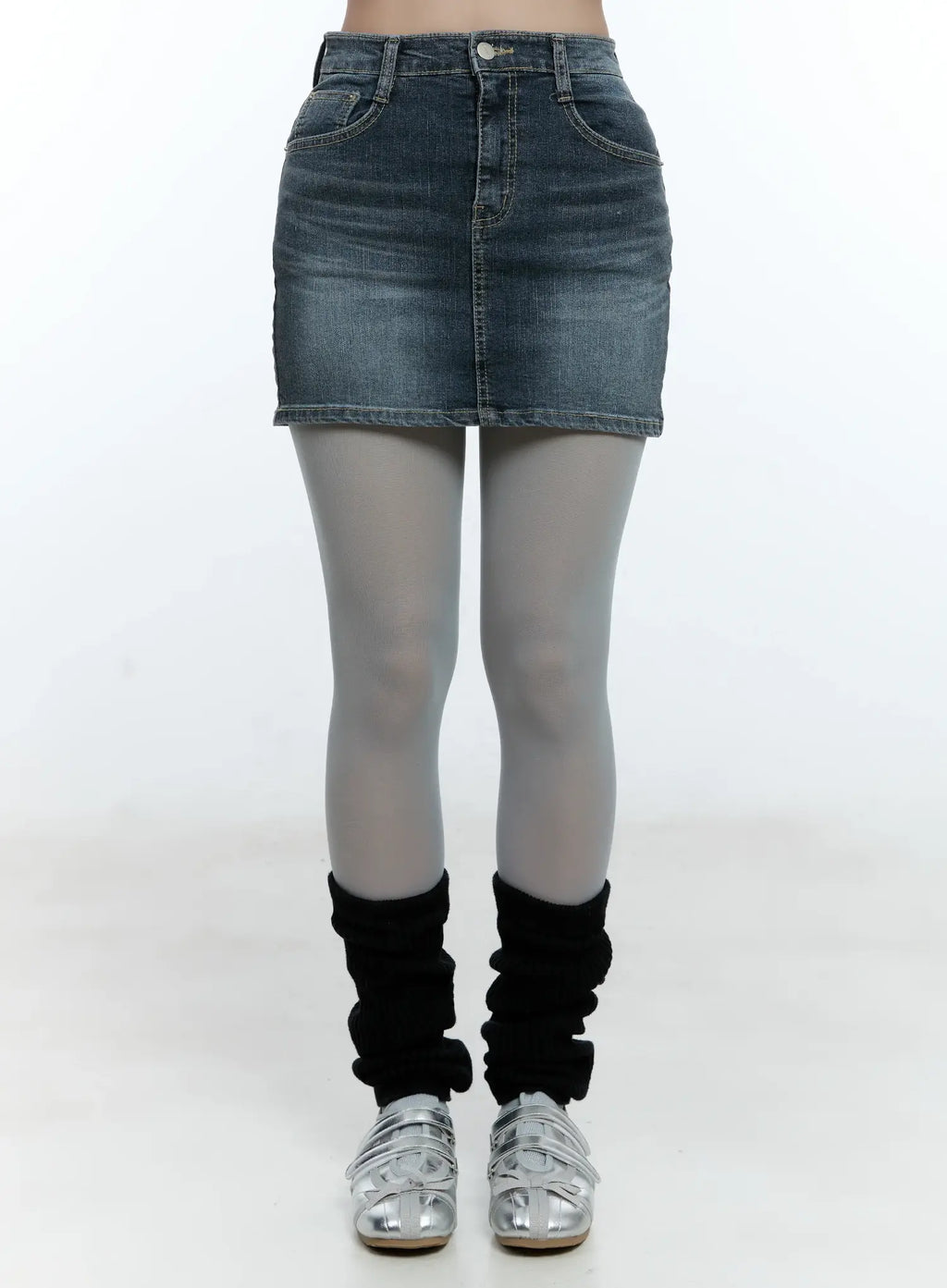 Denim Mini Skirt with Hip Pads CU527